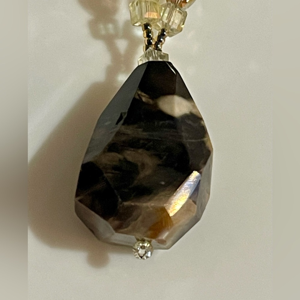 New Solid Stone With Beads Teardrop Necklace - image 3